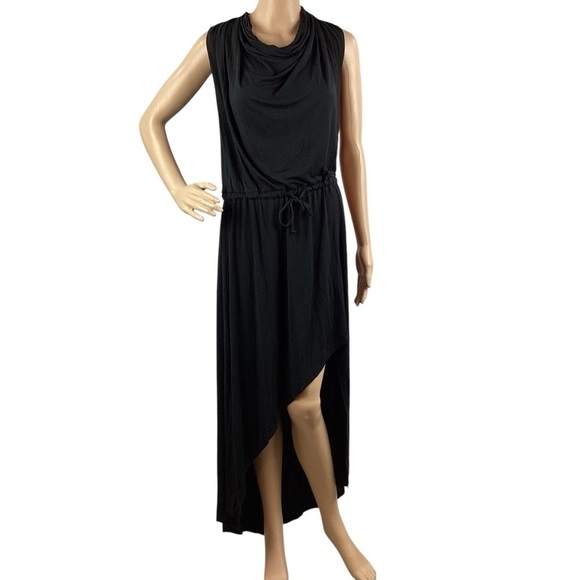 Krisa Draped Back High Low Maxi Dress Size M Black - Picture 1 of 8